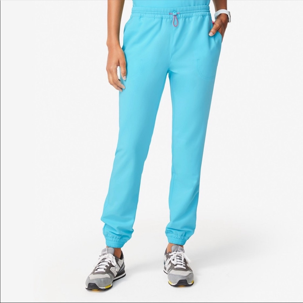 Figs neon blue muli joggers small